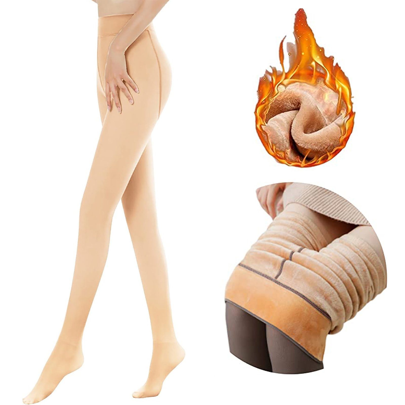 TOPMELON Thermostrumpfhose Gefütterte Strumpfhose Strümpfe Fake Translucent