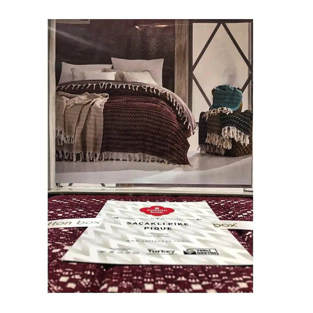 Baumwollbettdecke, Rot-Creme 200x235cm Kuscheldecke Baumwolldecke Weich für 2 Personen, Cotton Box