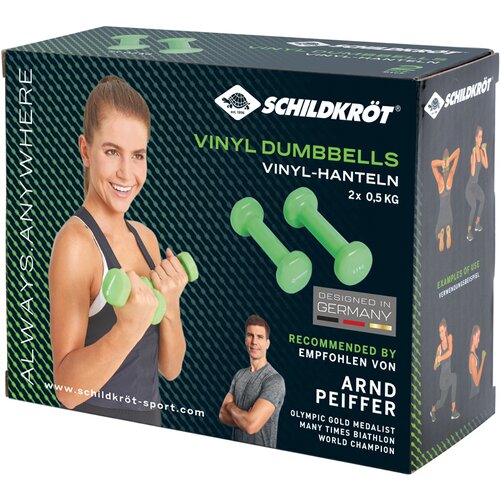 SCHILDKRÖT VINYL HANTEL SET, 2X 0,5KG (GREEN), IN 4C-BOX, M-2022