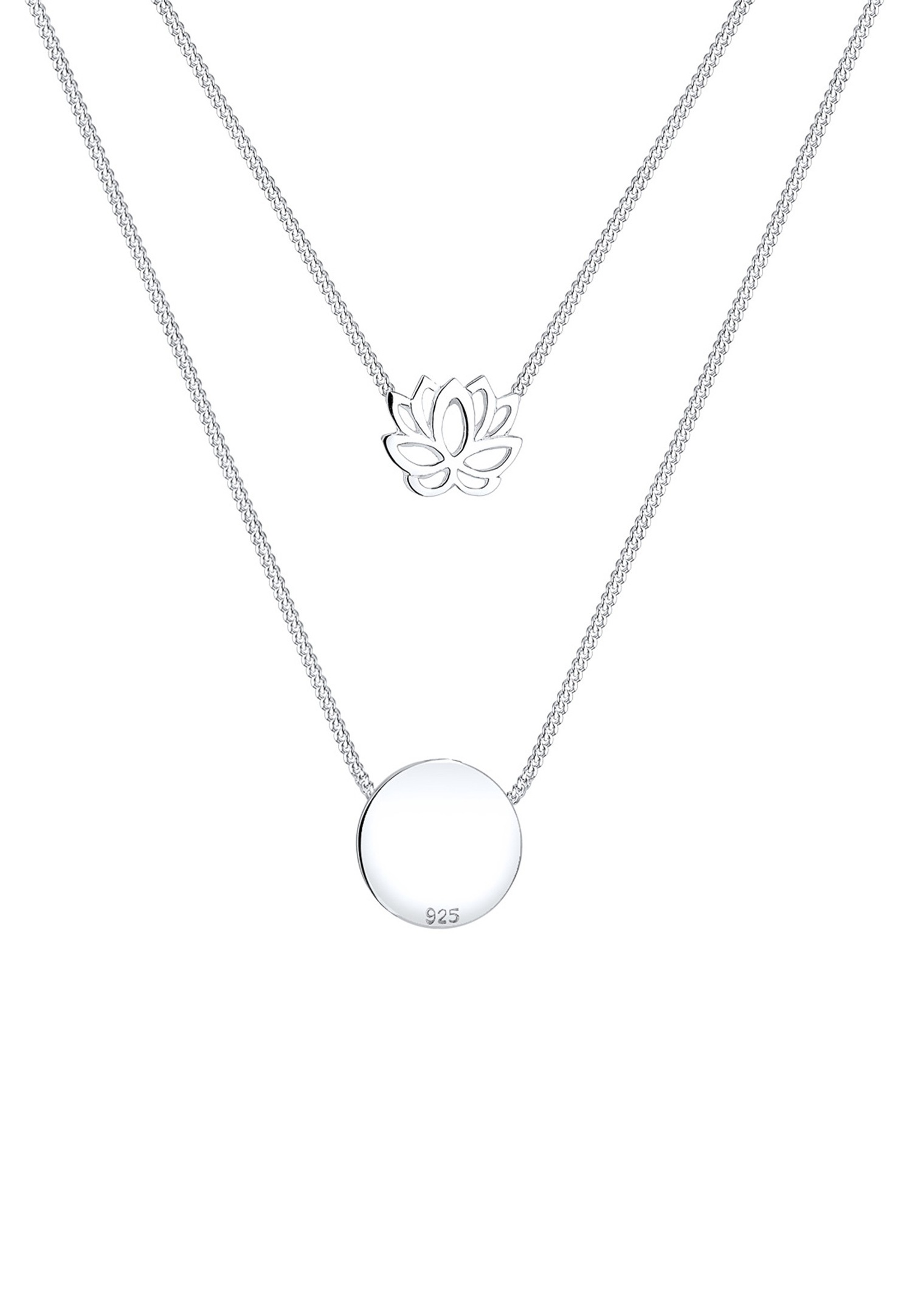 Collana da donna Elli con fiore di loto e mantra in argento sterling (925/1000)
