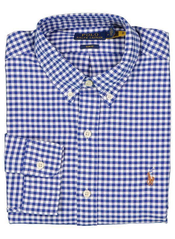 Polo Ralph Lauren, Hemd, Slim Fit, Oxford, dunkelblau-weiß kariert