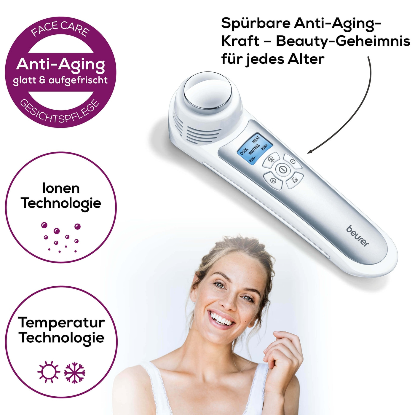 Beurer Anti-Aging-Gesichtspflege FC 90 Pureo Ionic Skin Care-Anti-Aging-Gesichtspflege mit faltenreduzierender Wirkung