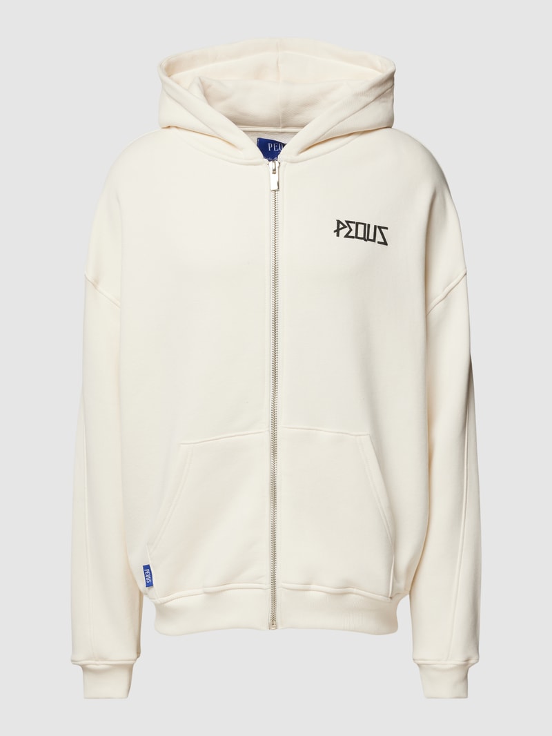 Sweatjacke mit Label-Print in offwhite