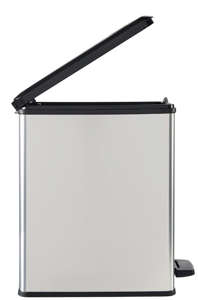 Curver DECO SLIM BIN Abfalleimer 25L mit Fußpedal silber metallic