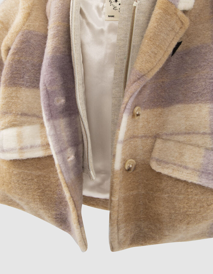 Manteau parme motif carreaux bébé fille