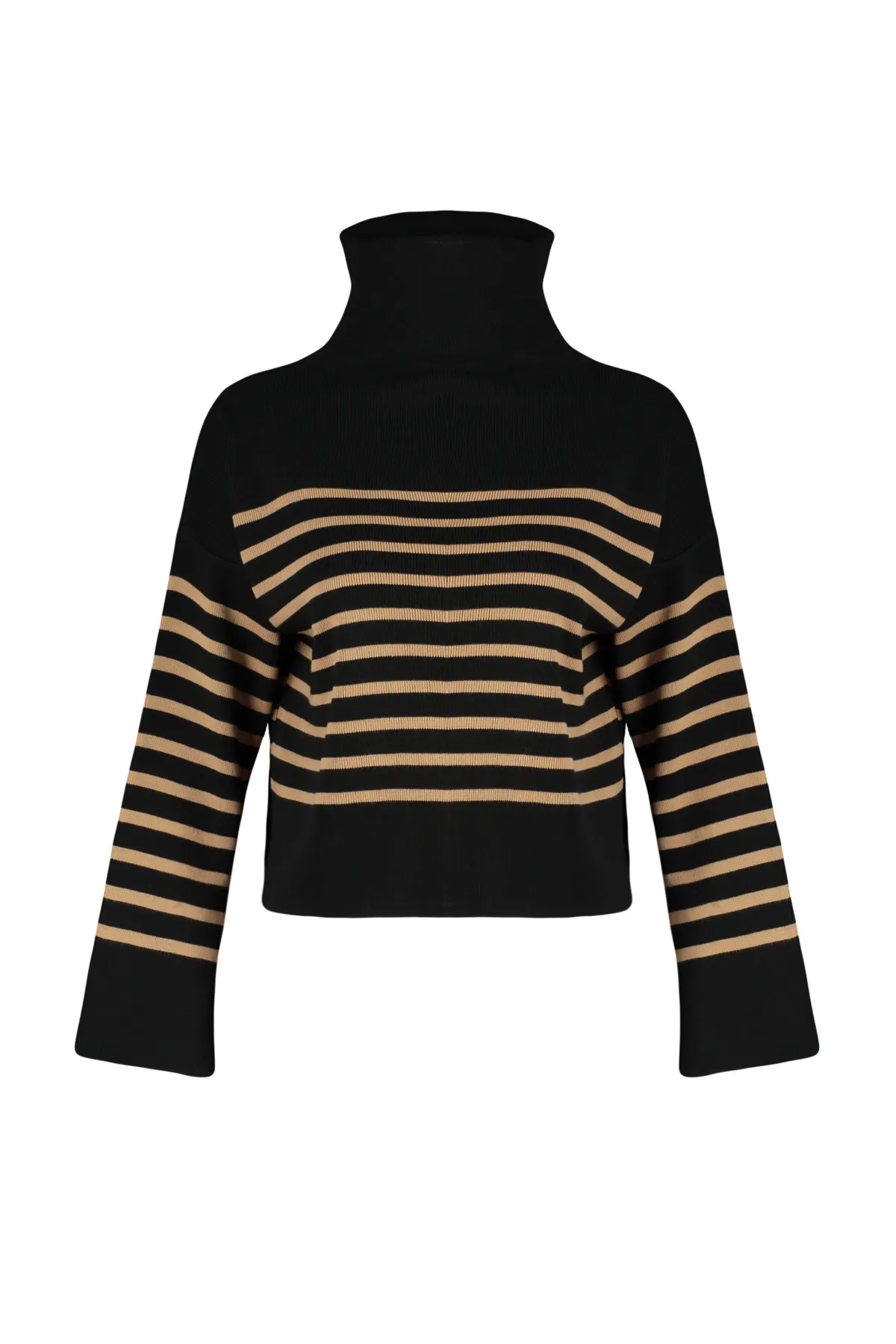 Trendyol Collection  Schwarzer, gestreifter Strickpullover mit weiter Passform TWOAW24KZ00505