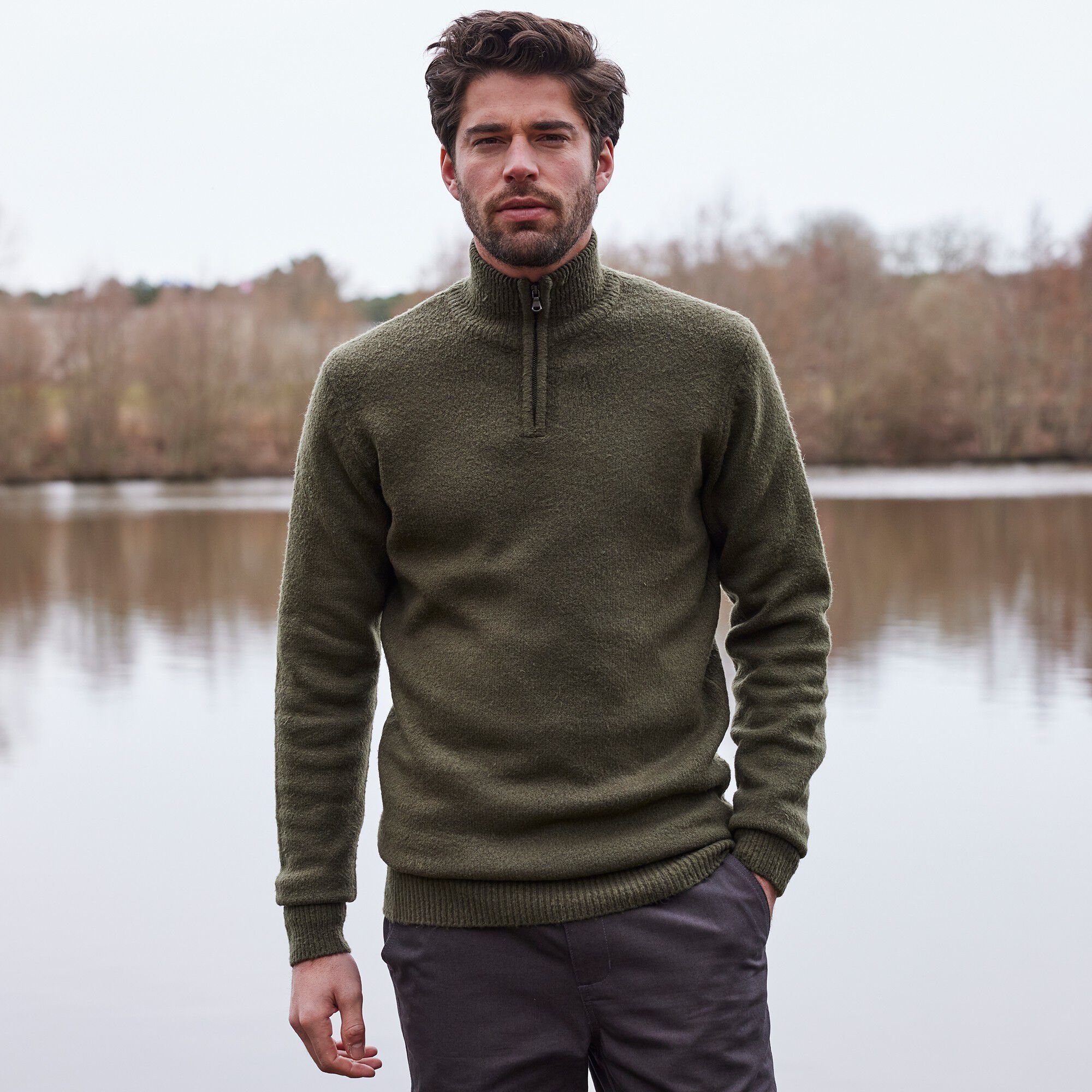 Pull col montant zippé en jersey avec polyester recyclé(1)