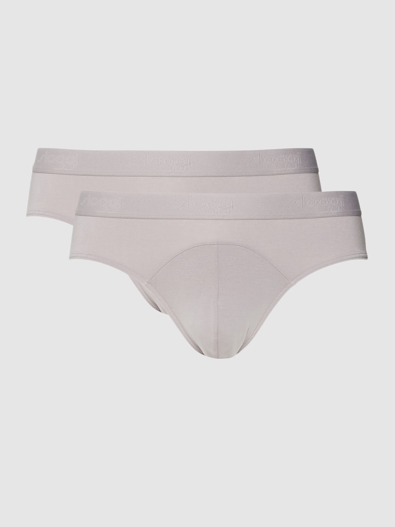 Slip mit Streifenmuster im 2er-Pack in taupe