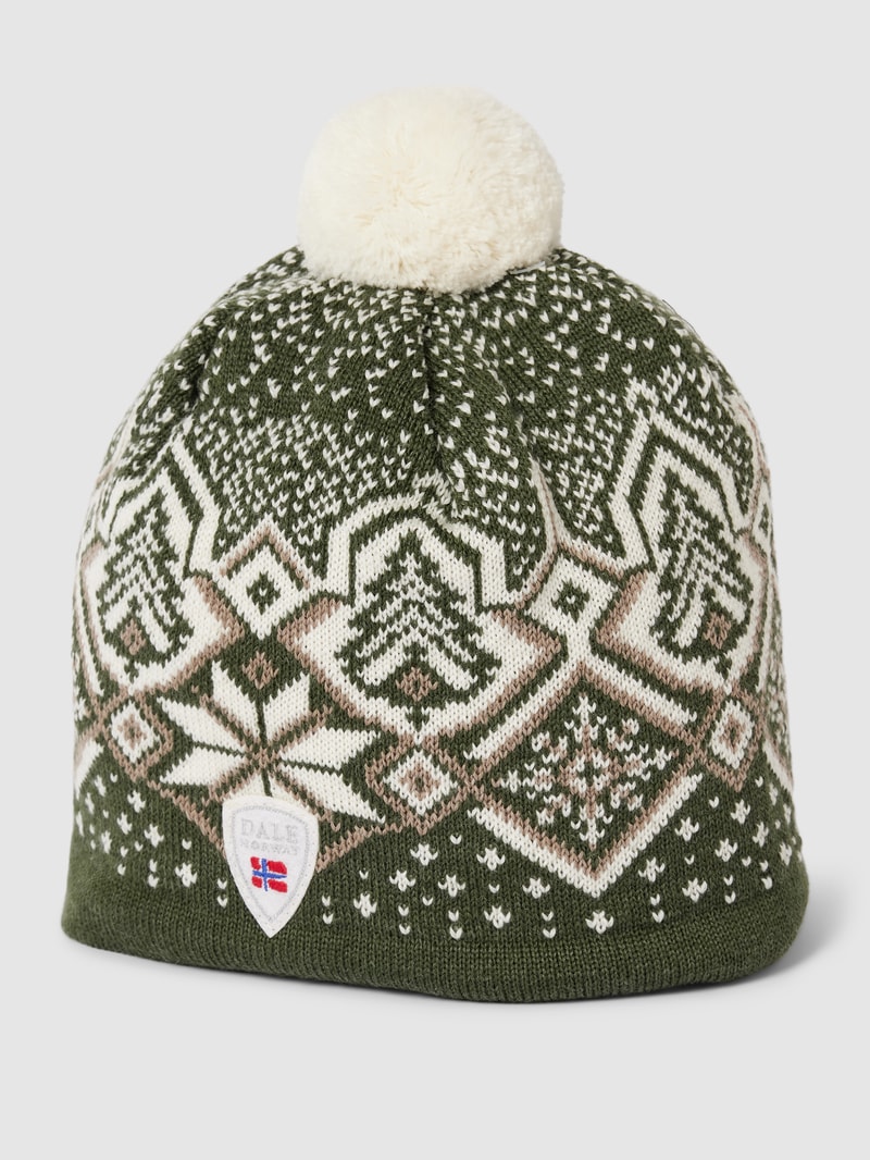 Beanie mit Allover-Muster Modell 'Winterland' in dunkelgrün