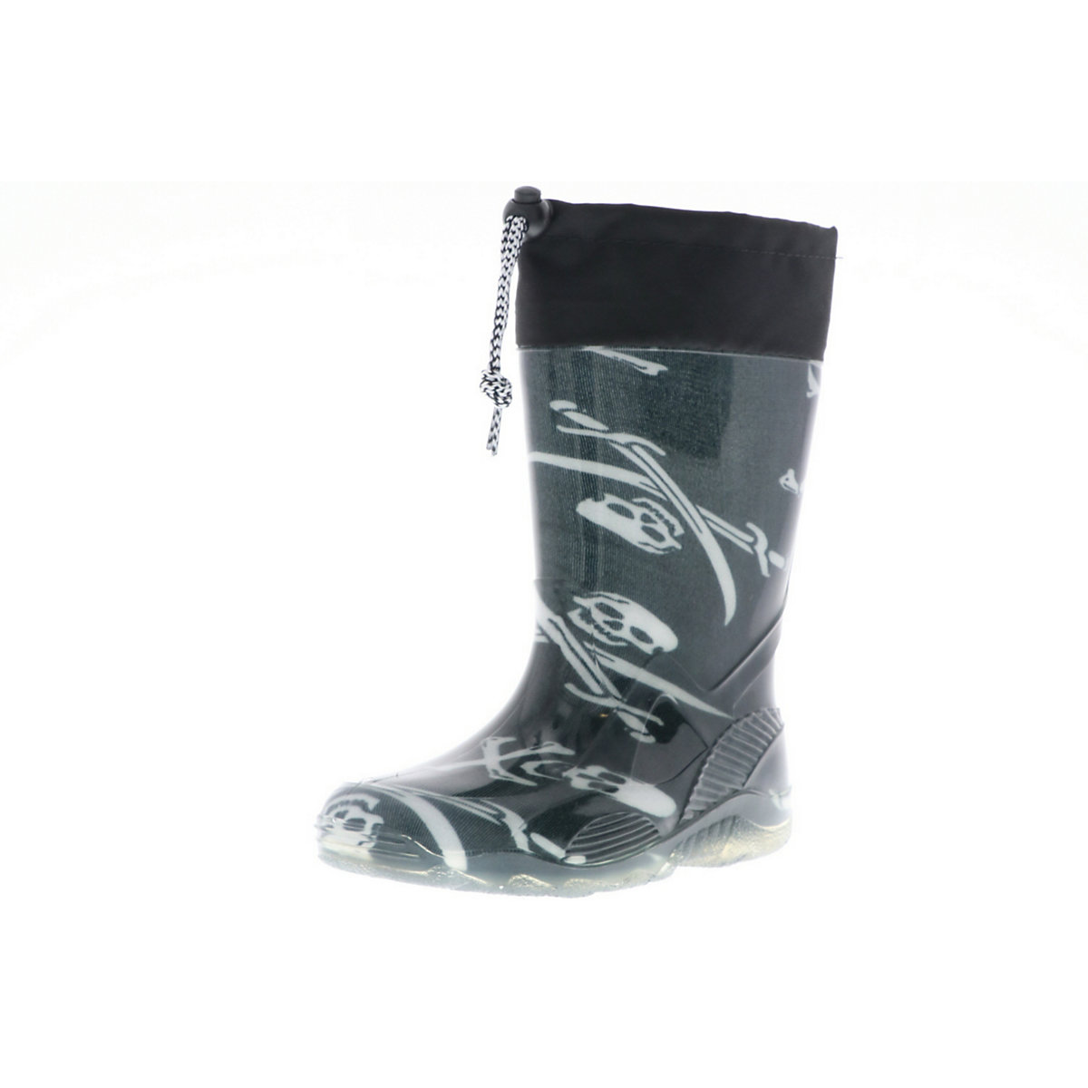 Kinder Mädchen Jungen wasserdichte Gummistiefel Regenschuhe Stiefelette Pirat Totenkopf schwarz/weiß