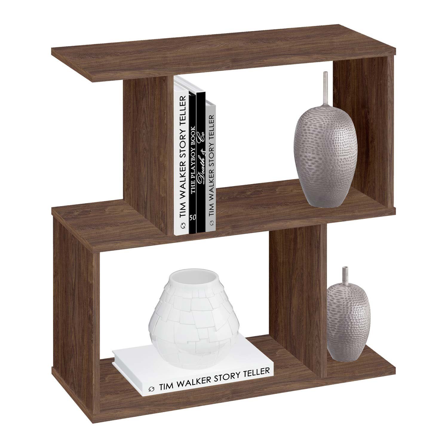 Polini Home Raumteilerregal Polini Smart Standregal Bücherregal in S-Form 2 Fach 71,8 x 69,8 x 2