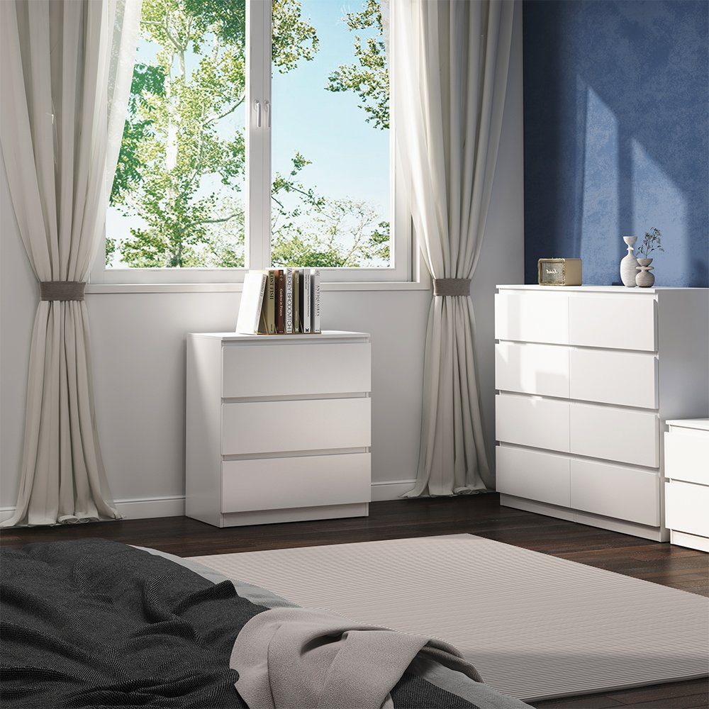 Vicco Kommode Sideboard 3 Schubfächer CALISTO Weiß 70 cm