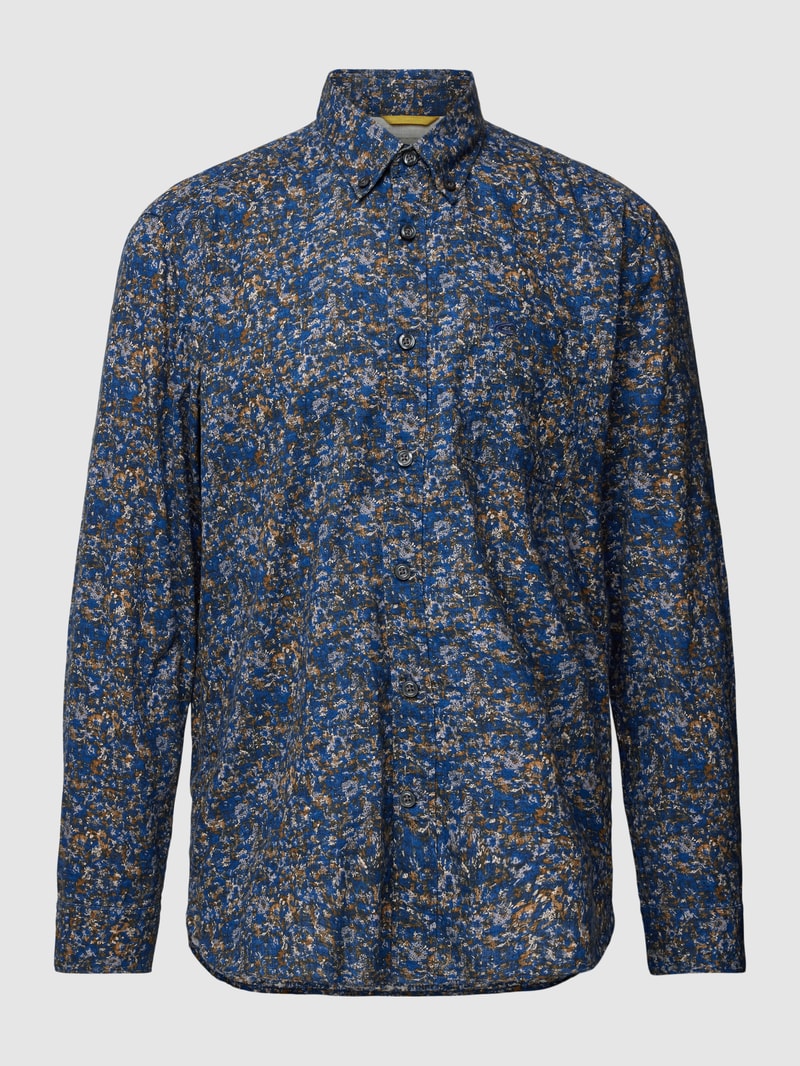 Regular Fit Freizeithemd mit Button-Down-Kragen in dunkelblau