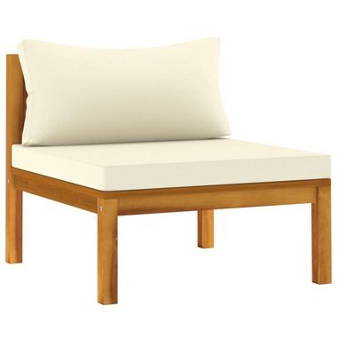vidaXL Loungesofa 2-tlg. Sofagarnitur mit Cremeweißen Kissen Massivholz Akazie, 1 Teile