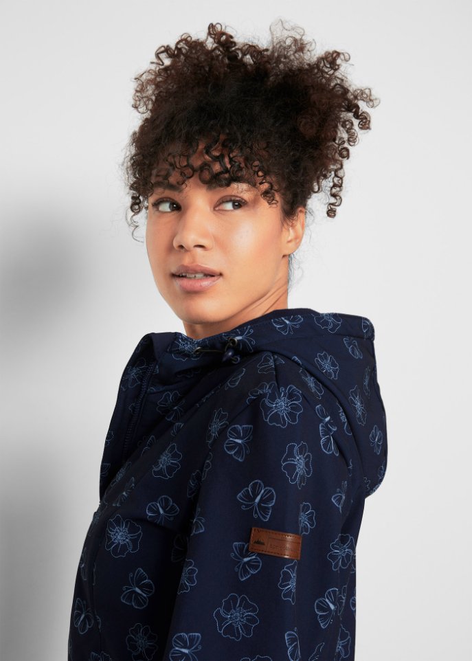 Softshelljacke mit Blumenmuster, wasserabweisend