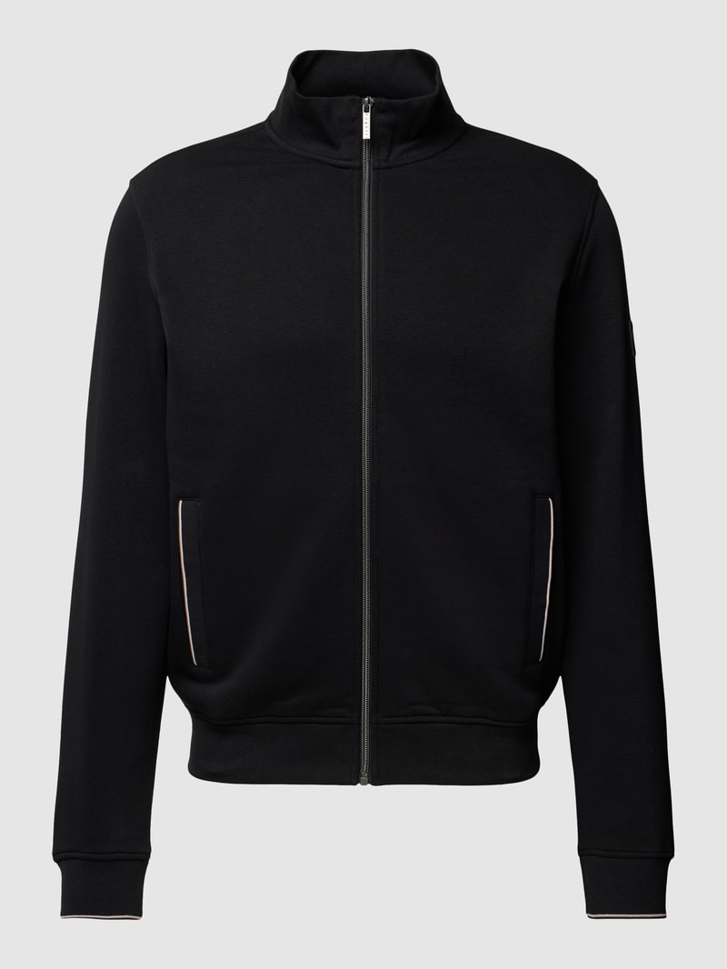 Sweatjacke mit Stehkragen in schwarz