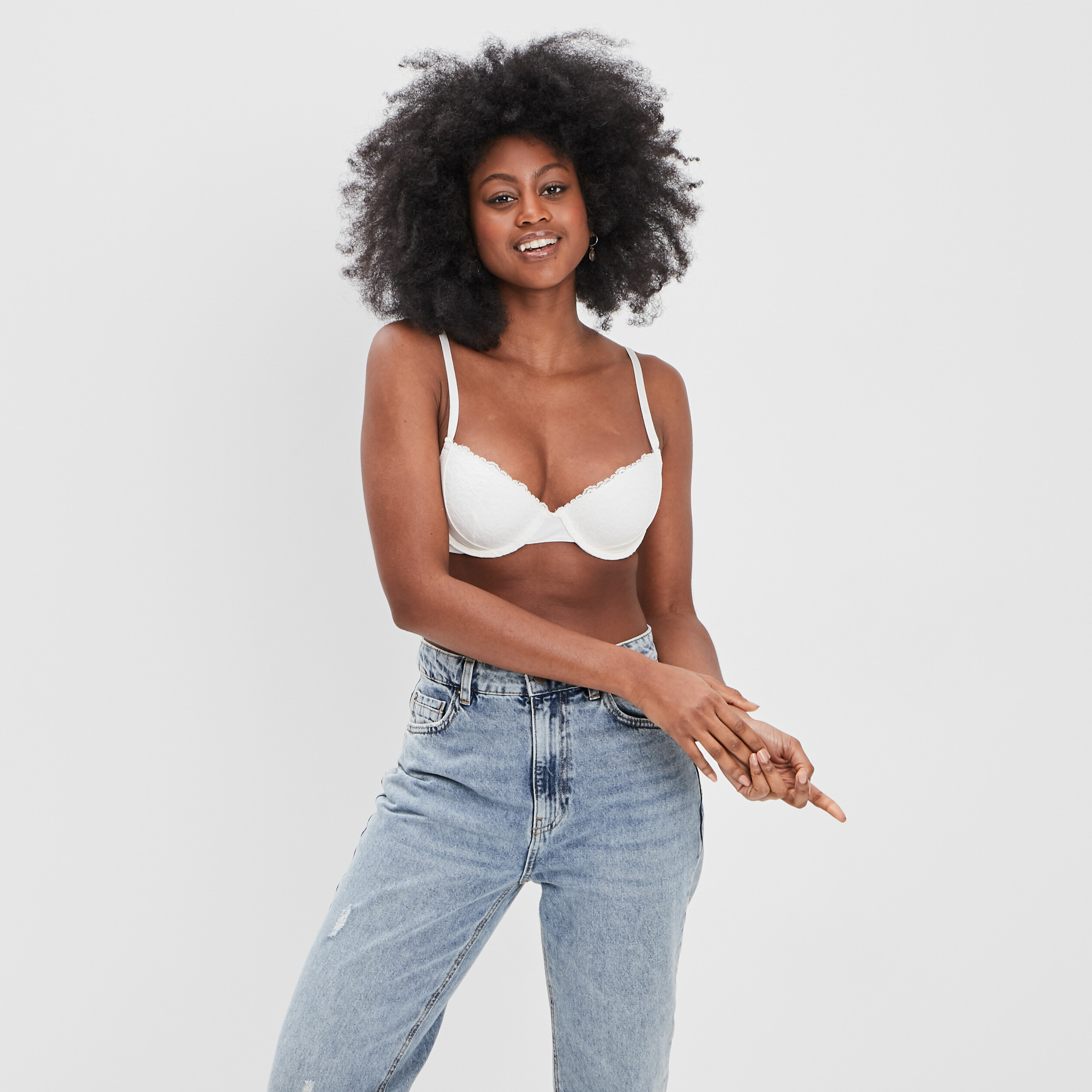 Soutien-gorge corbeille micro dentelle ivoire femme | La Halle