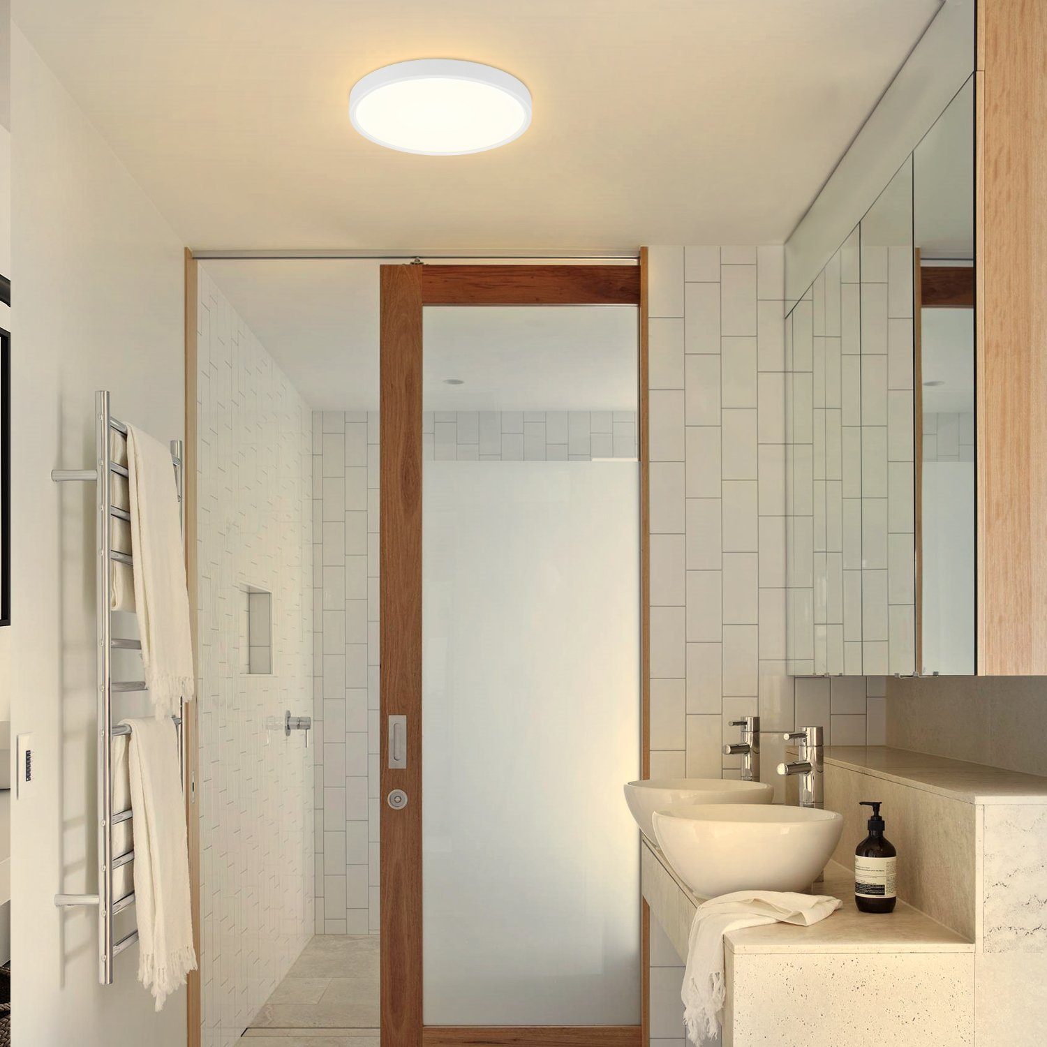 Nettlife LED Panel Schwarz Deckenlampe Flach Klein Deckenbeleuchtung, IP44 Wasserdicht, LED fest integriert, Warmweiß, für Schlafzimmer Badezimmer Küche Flur, 8W, 17 * 17 * 2.5 CM