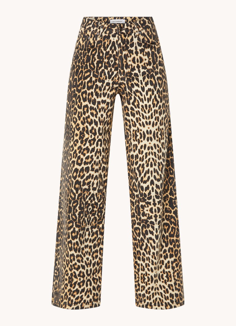 Co'Couture High waist wide leg jeans with leopard print