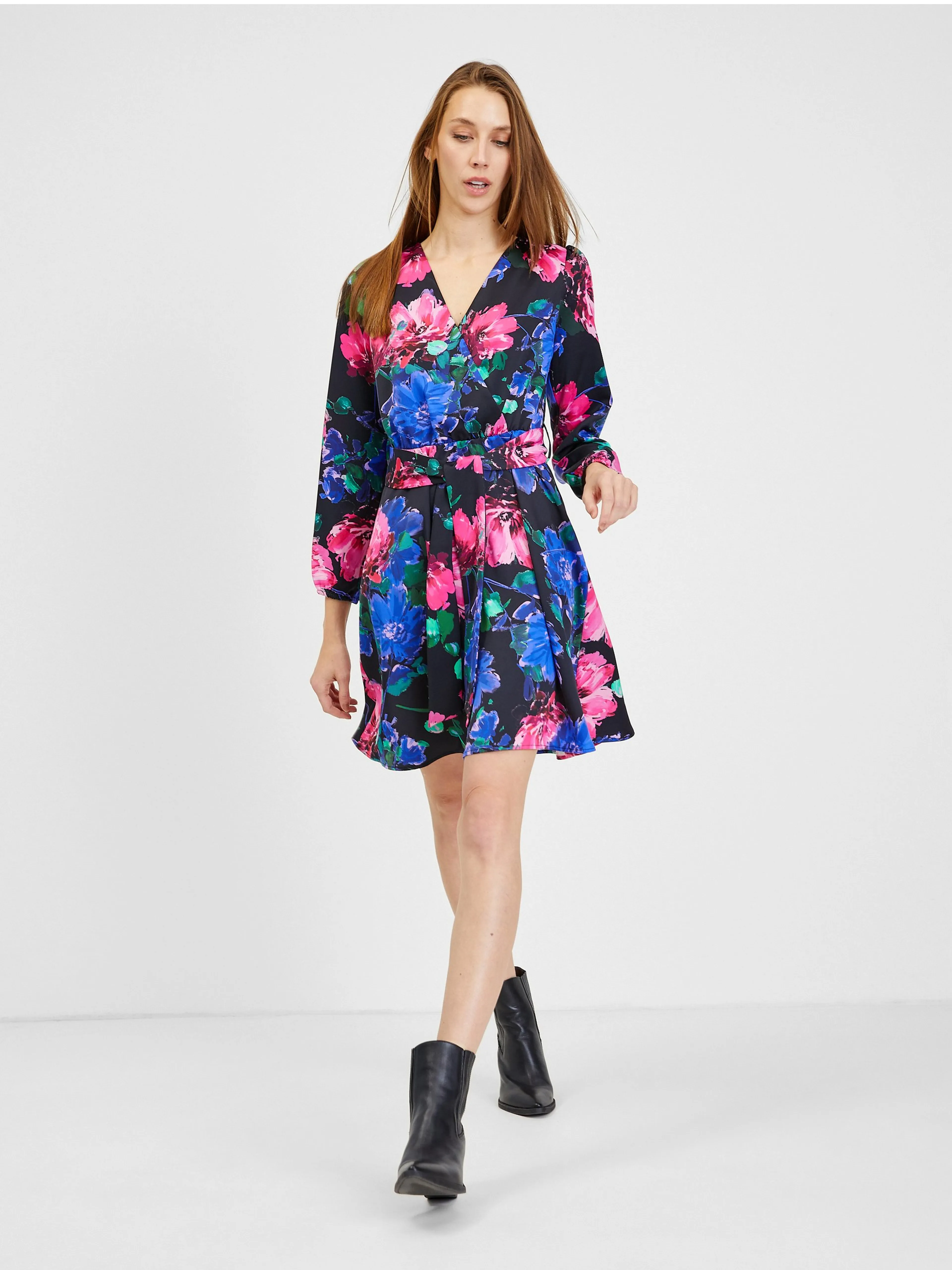 Schwarzes Damen-Blumenkleid ORSAY