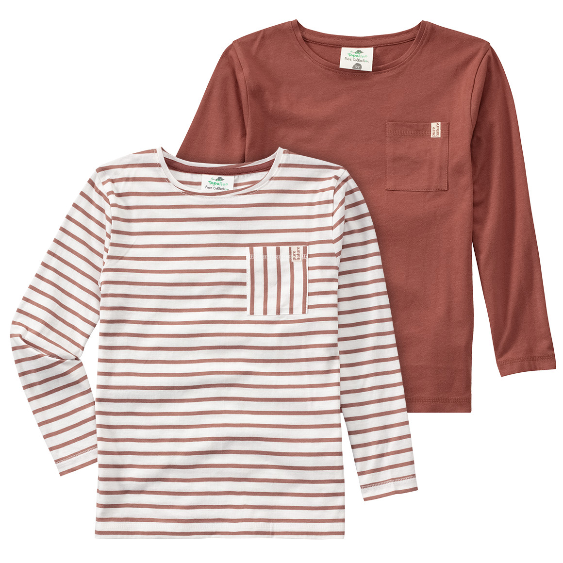 2 Jungen Langarmshirts mit Brusttasche