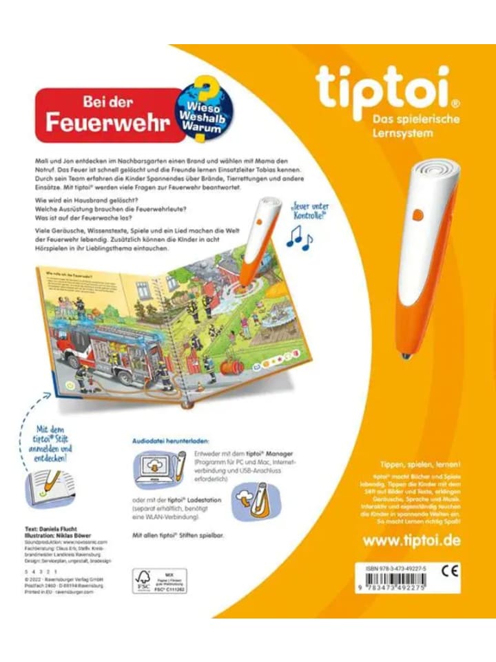 Ravensburger tiptoi® Wieso? Weshalb? Warum? Bei der Feuerwehr günstig kaufen onesize