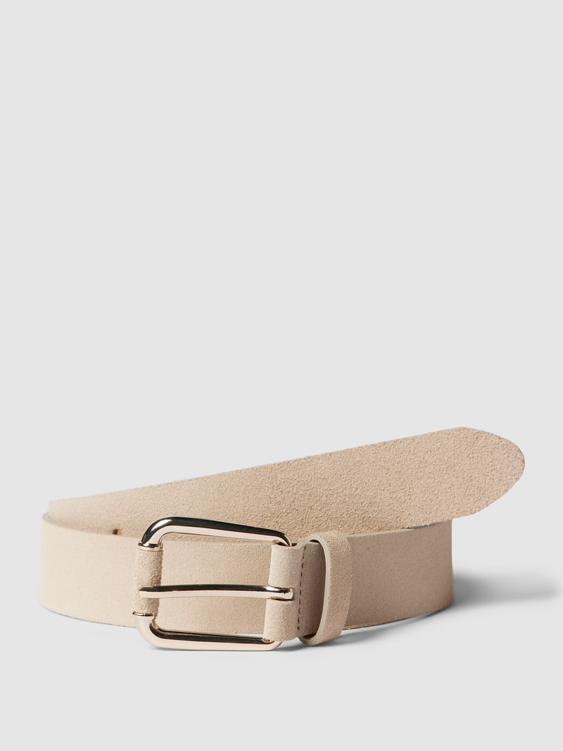 Gürtel aus Leder mit Dornschließe Modell 'Velours' in beige