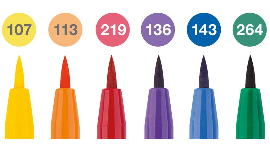 FABER-CASTELL Tuschestift Pitt Artist Pen B colour 6er Set
