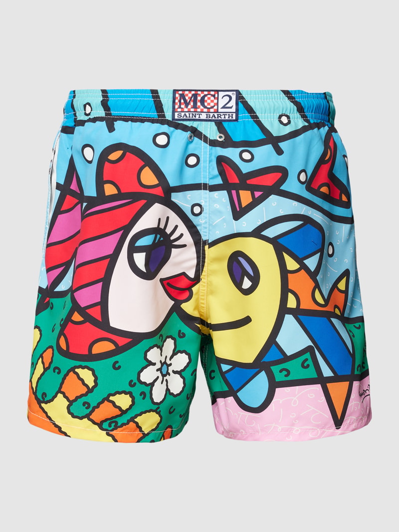 Badehose mit Allover-Muster in blau