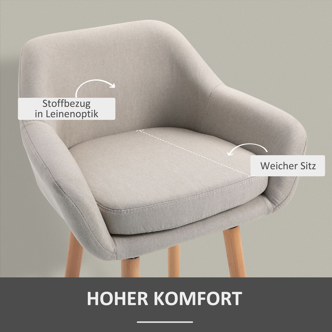 HOMCOM 2er-Set Barhocker, Barstuhl, Bistrohocker, Küchenhocker mit Sitzkissen