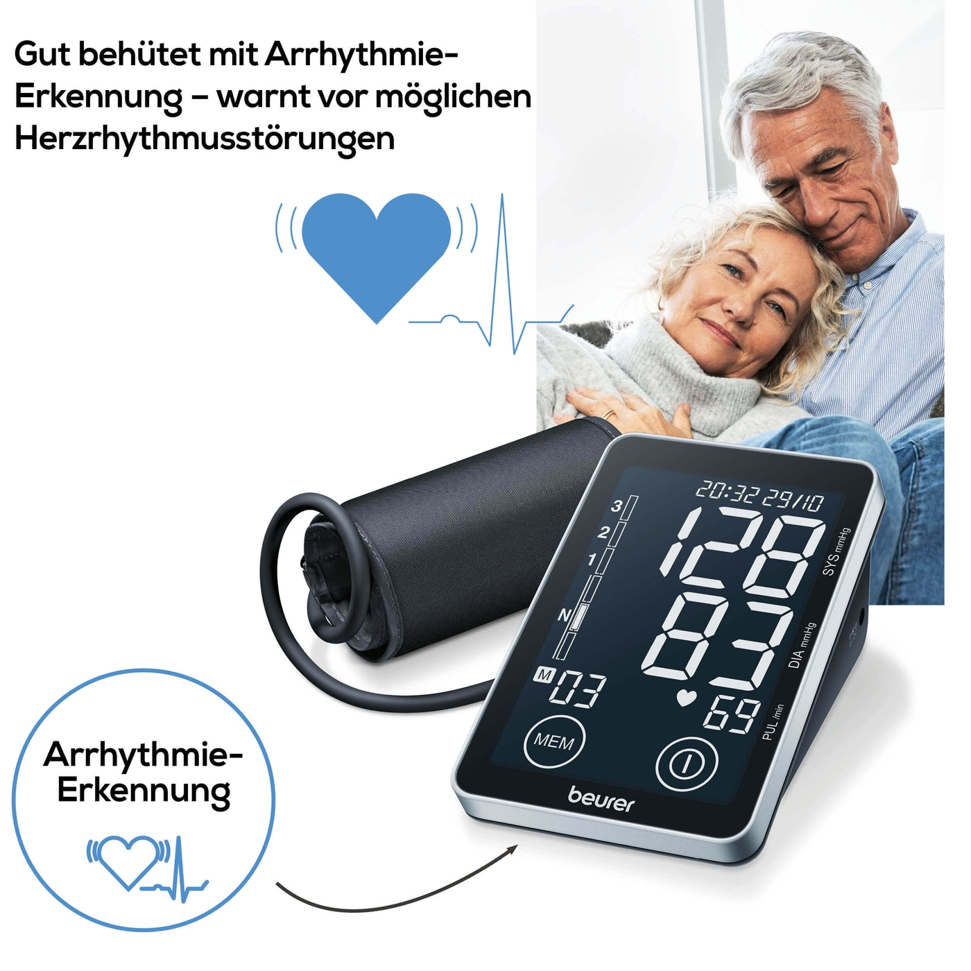 Beurer Oberarm-Blutdruck-messgerät BM 58-Oberarm-Blutdruckmessgerät mit PC-Schnittstelle & XL-Schwarzdisplay