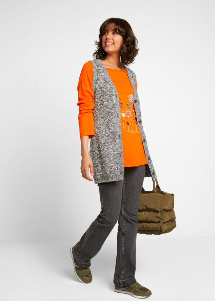 Oversize Longshirt mit Rundhalsausschnitt