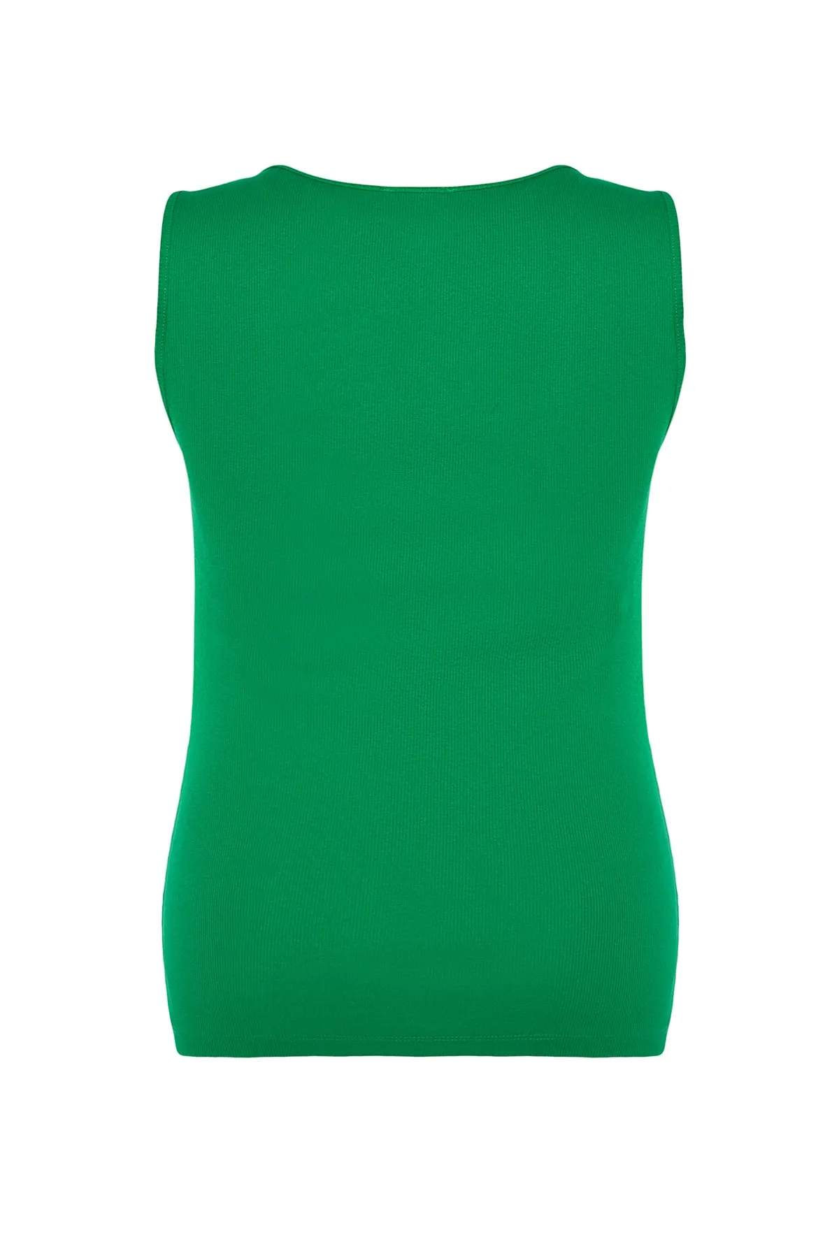 Trendyol Curve  Grünes Basic-Tanktop mit schnurgebundenem Strick und quadratischem Kragen TBBSS22AL0011