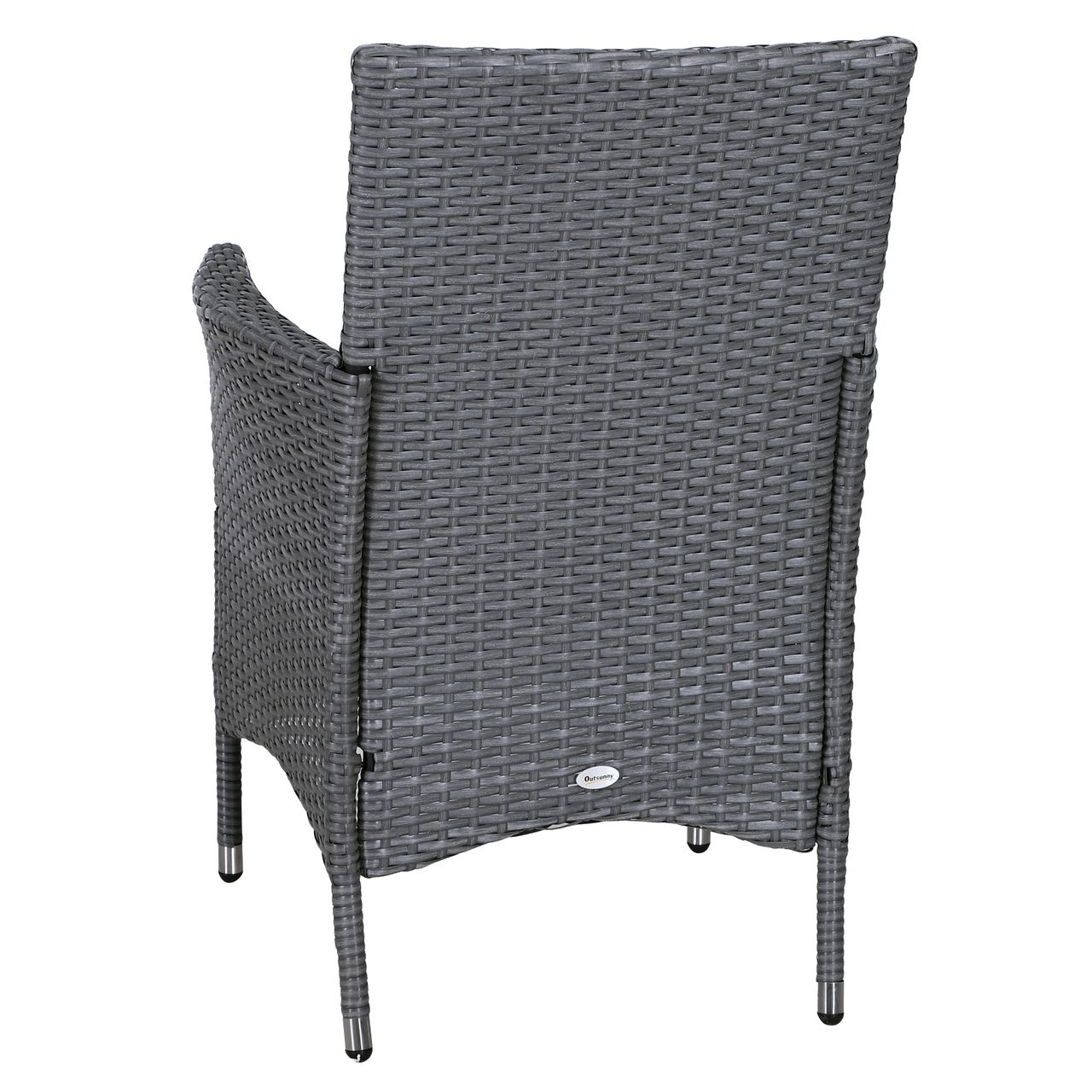 Outsunny 3-tlg. Balkonmöbel Set Sitzgruppe Rattan Gartenset Polyrattan Grau