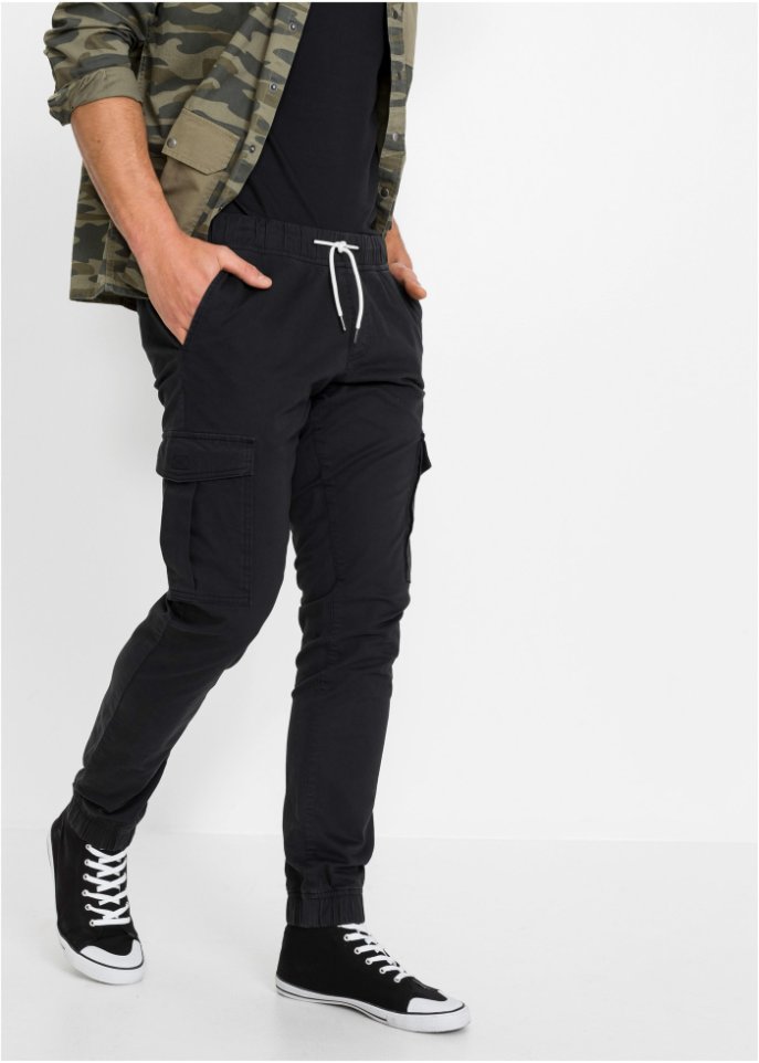 Slim Fit Stretch-Schlupfhose mit Cargotaschen, Straight