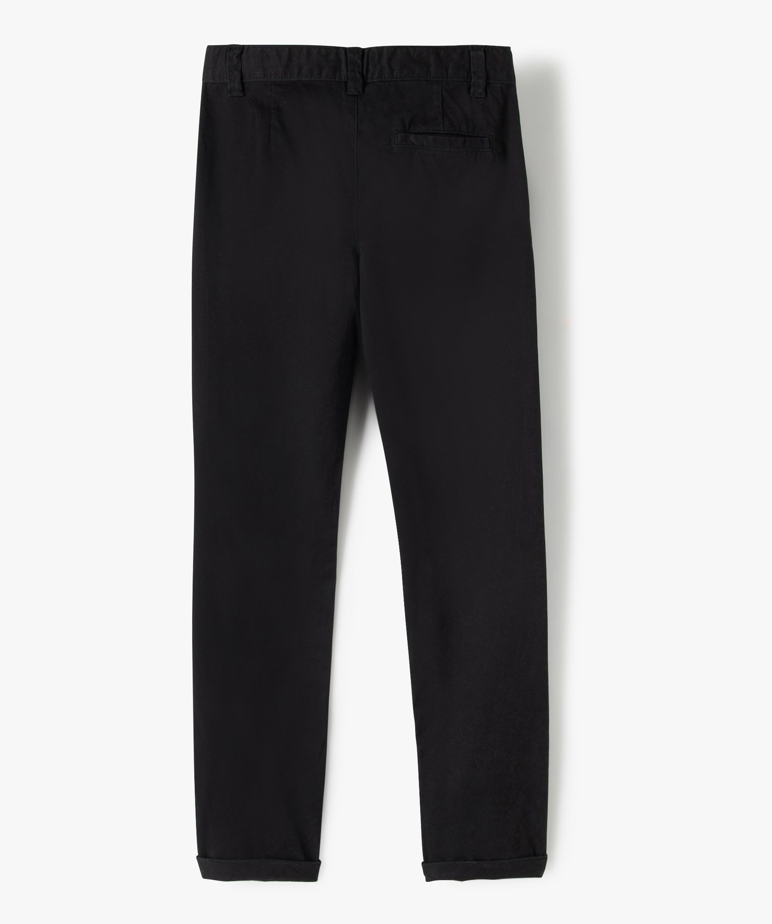 Pantalon Garçon chino uni à revers noir | GEMO