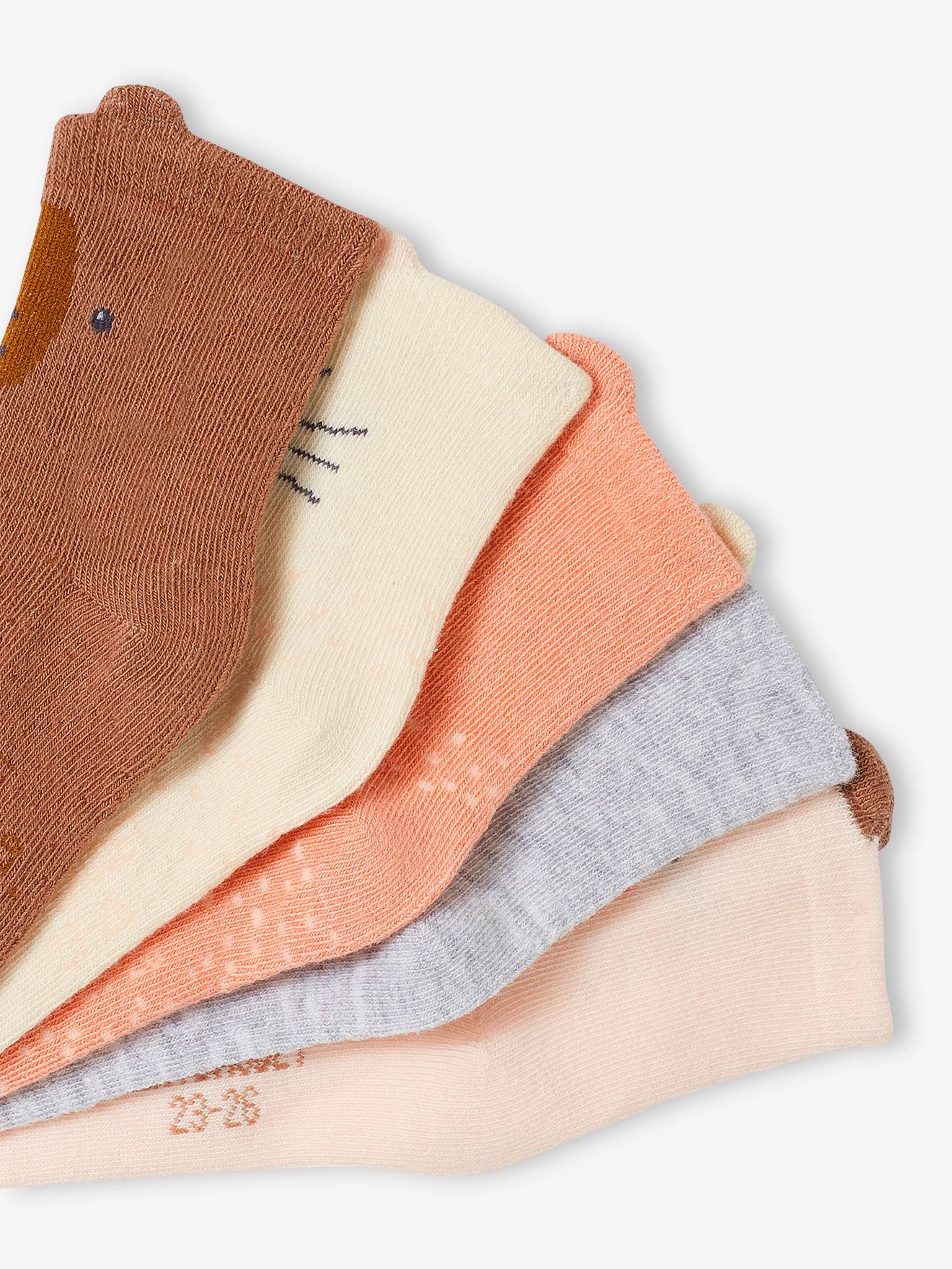 Vertbaudet 5er-Pack Baby Socken mit Tieren Oeko-Tex - rosa