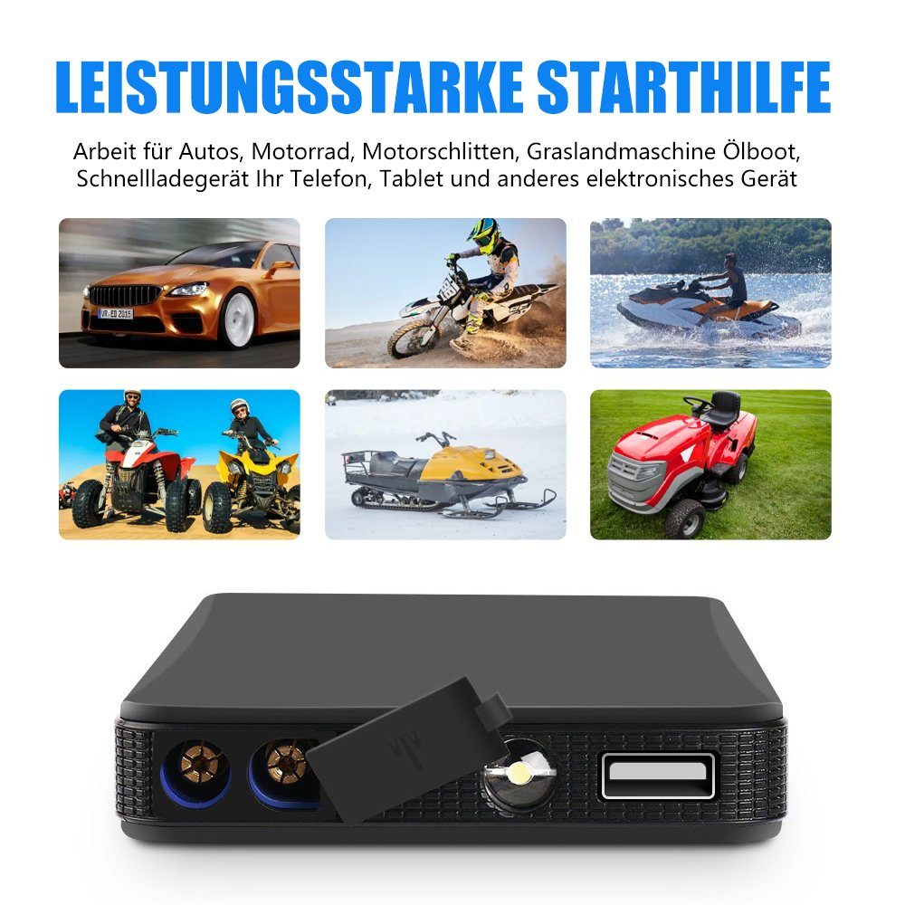 MDHAND Schwarzes tragbares 6000mAh Autobatterie-Ladegerät (2-tlg., Fast Charge)