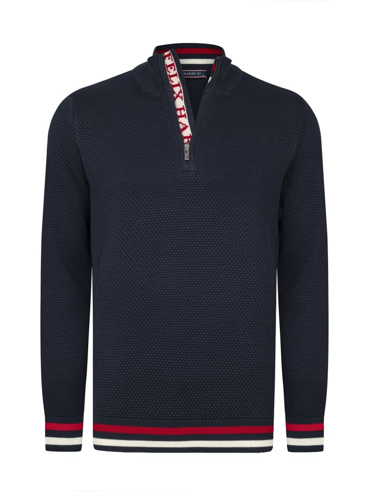 Felix Hardy Halber Reißverschluss Baumwollpullover in navy günstig kaufen