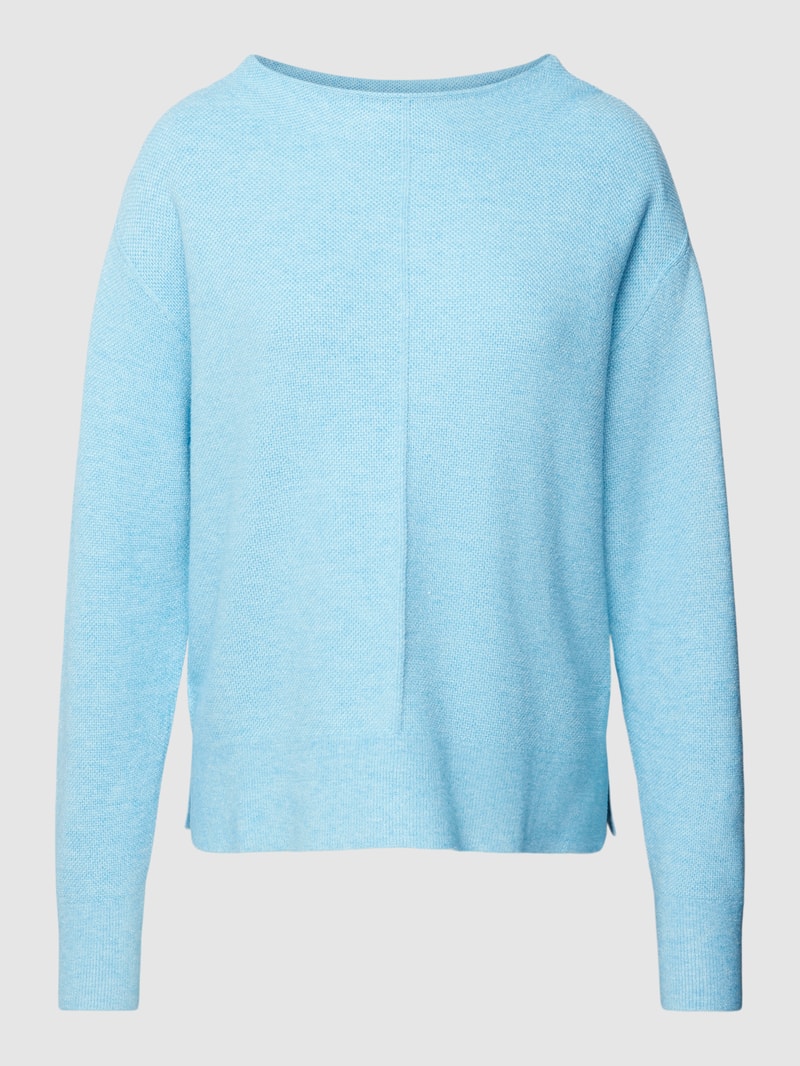 Strickpullover mit Ziernähten in hellblau