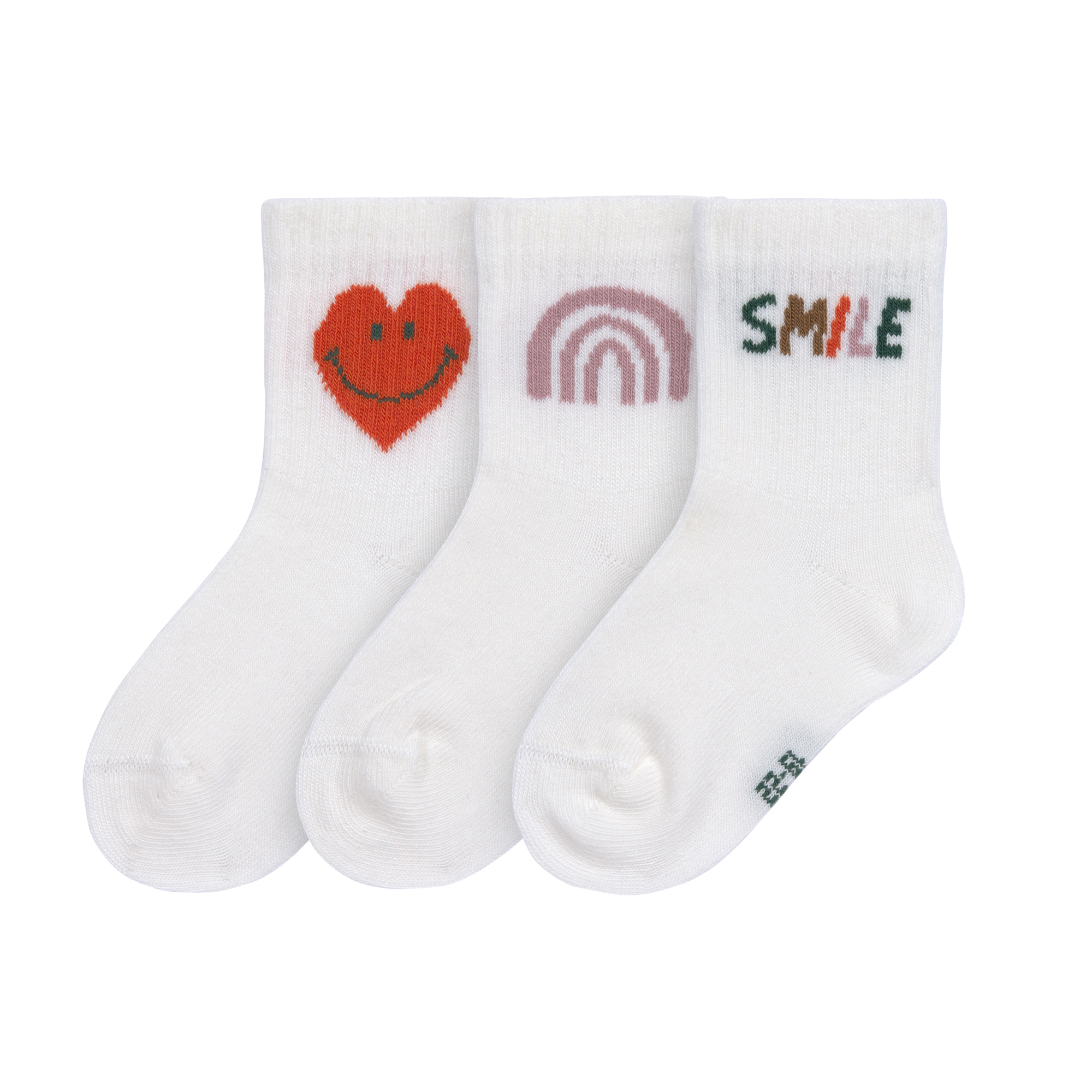 Tennissocken Kinder 3er-Set - Little Gang, Smile Weiß