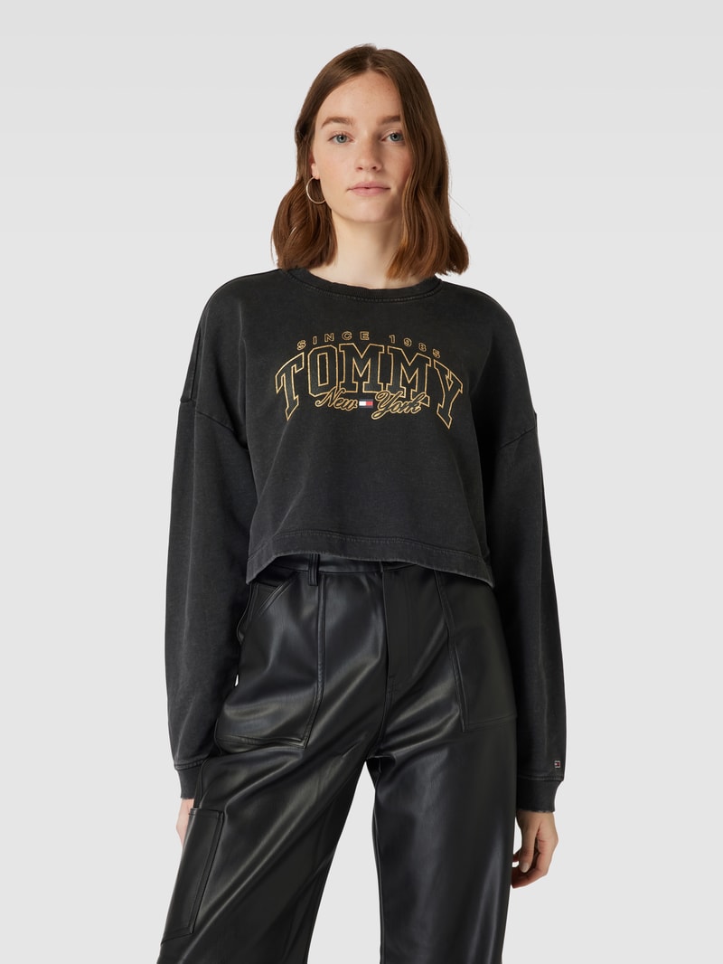 Sweatshirt mit Label-Print in schwarz