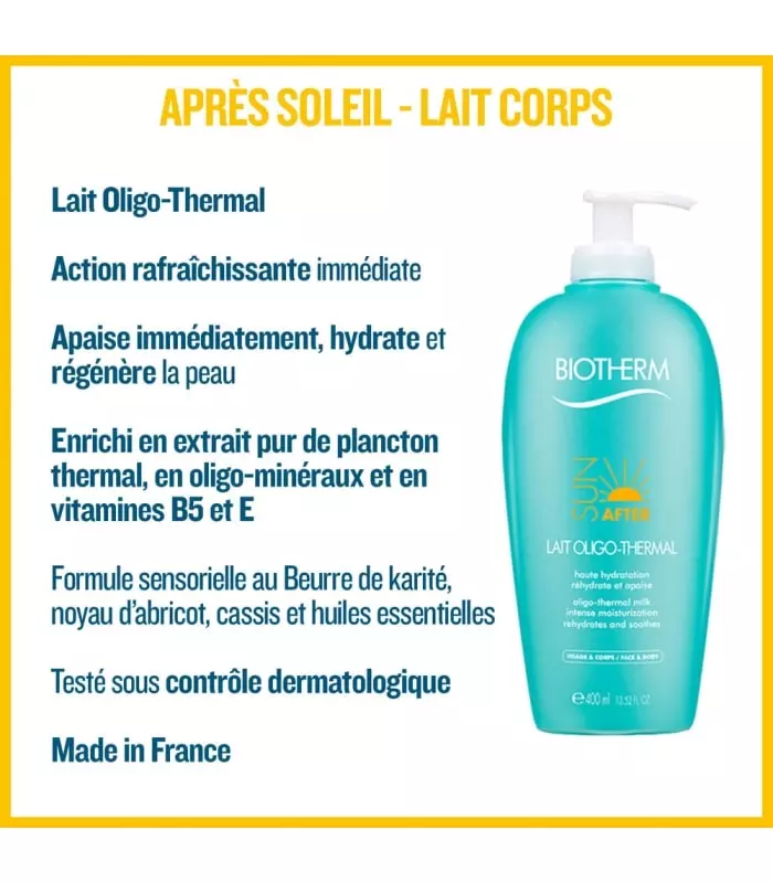 LAIT APRES-SOLEIL VISAGE ET CORPS Lait après-soleil oligo-thermal haute hydratation