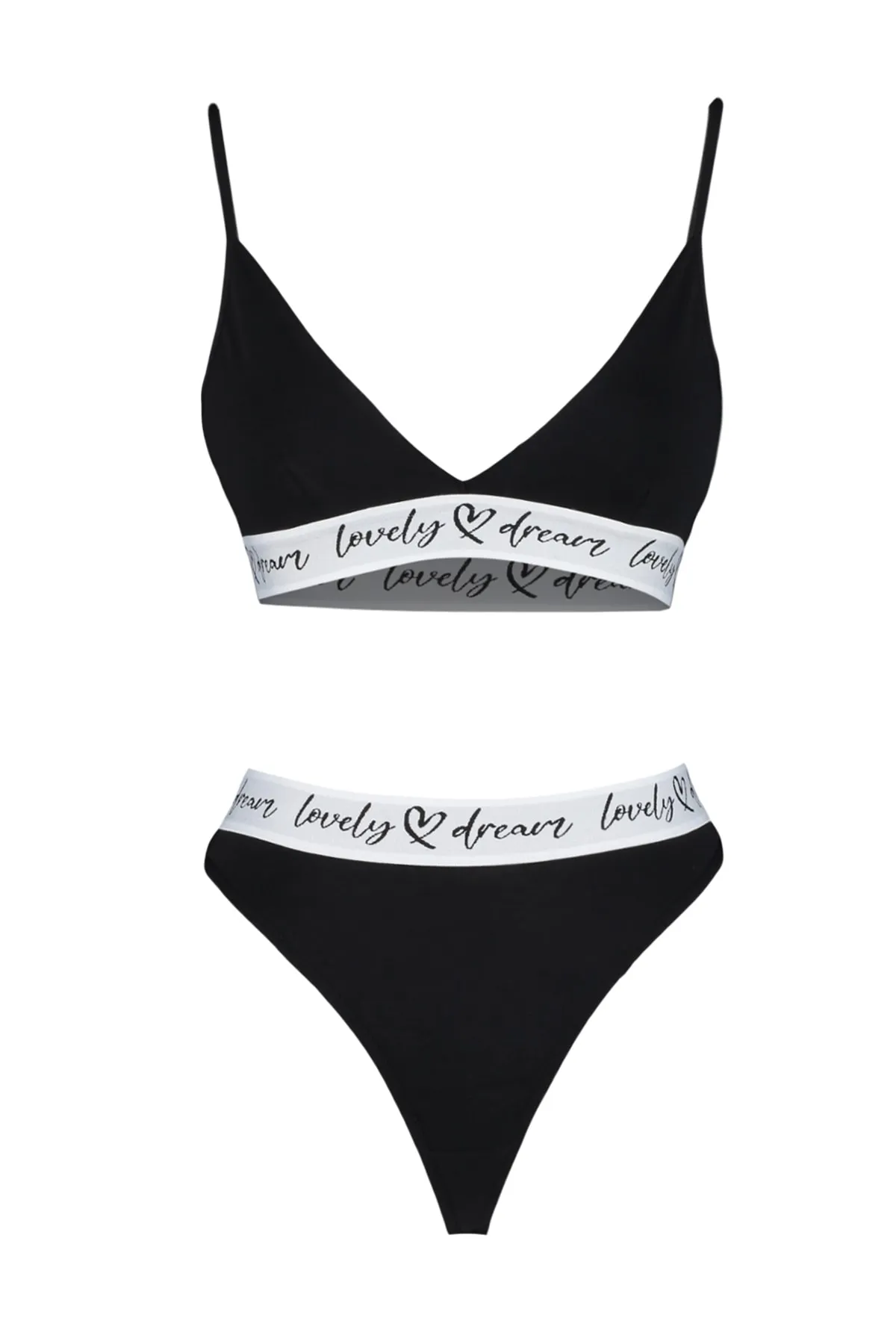 Trendyol Collection  Schwarzes Unterwäsche-Set aus Baumwolle mit elastischen Trägern THMSS23CC00102