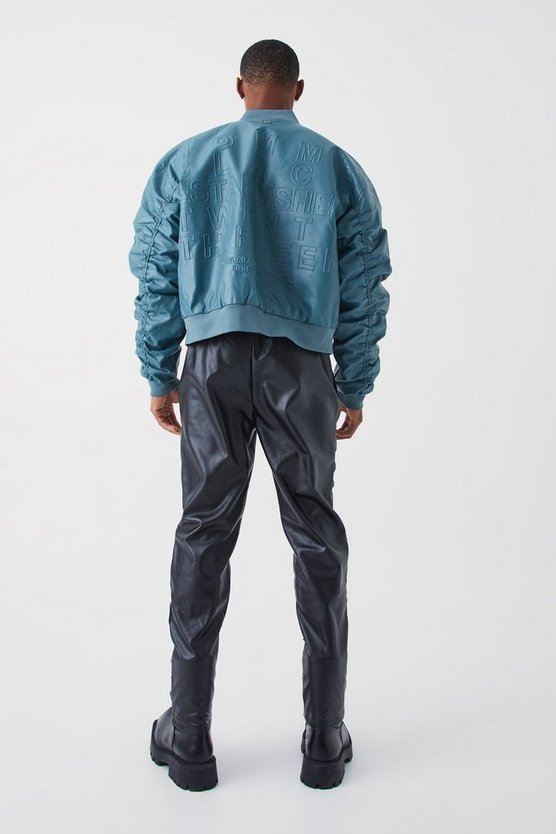 Slim-Fit PU-Hose mit Reißverschluss