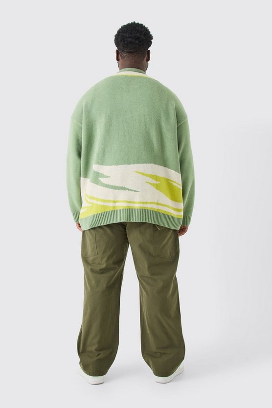 Plus lockere asymmetrische Cargo Twill-Hose