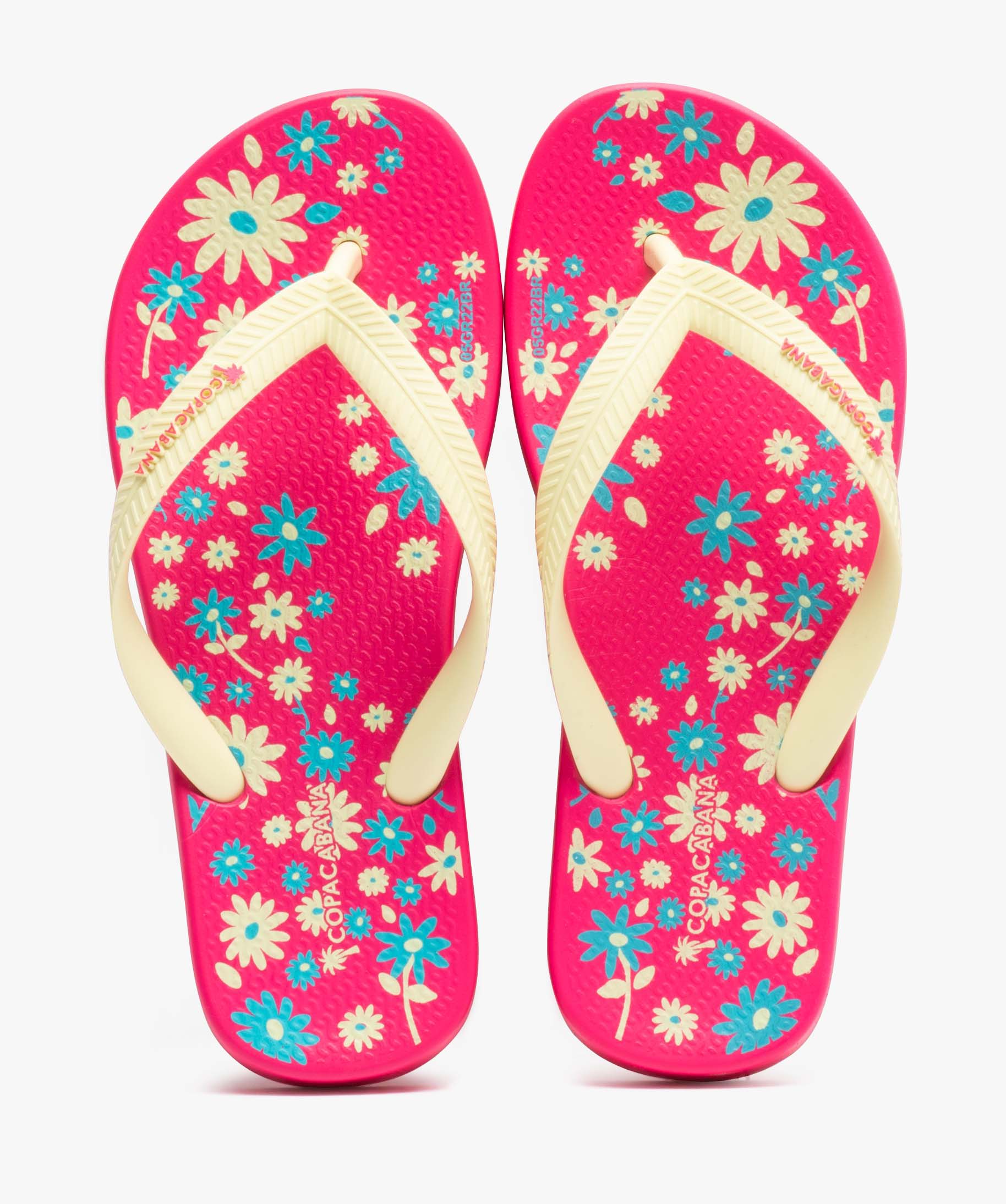 Tongs fille à semelle imprimée fleurs - Copacabana rose | GEMO