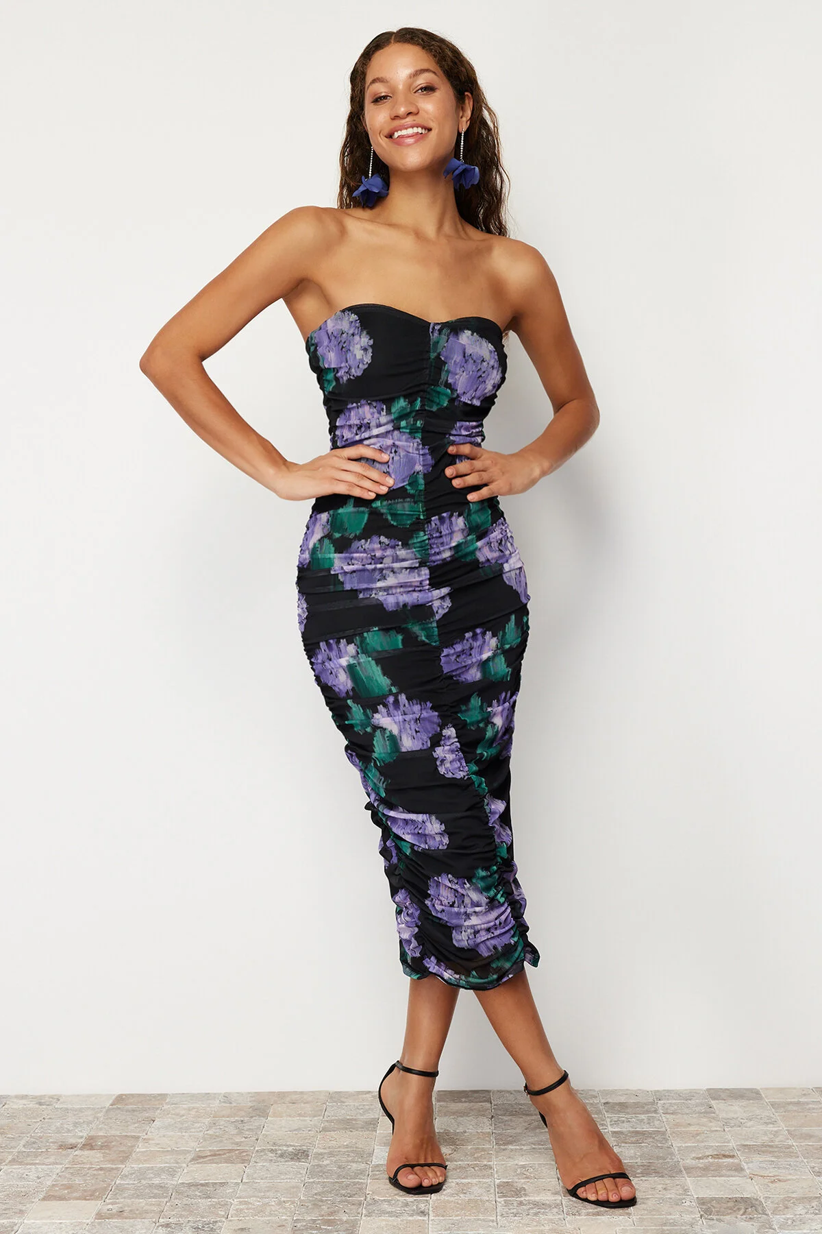 Trendyol Collection  Mehrfarbiges, drapiertes, elegantes Abendkleid