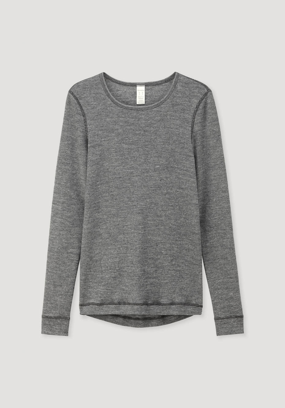 Langarm-Shirt mit Bio-Merinowolle und Seide