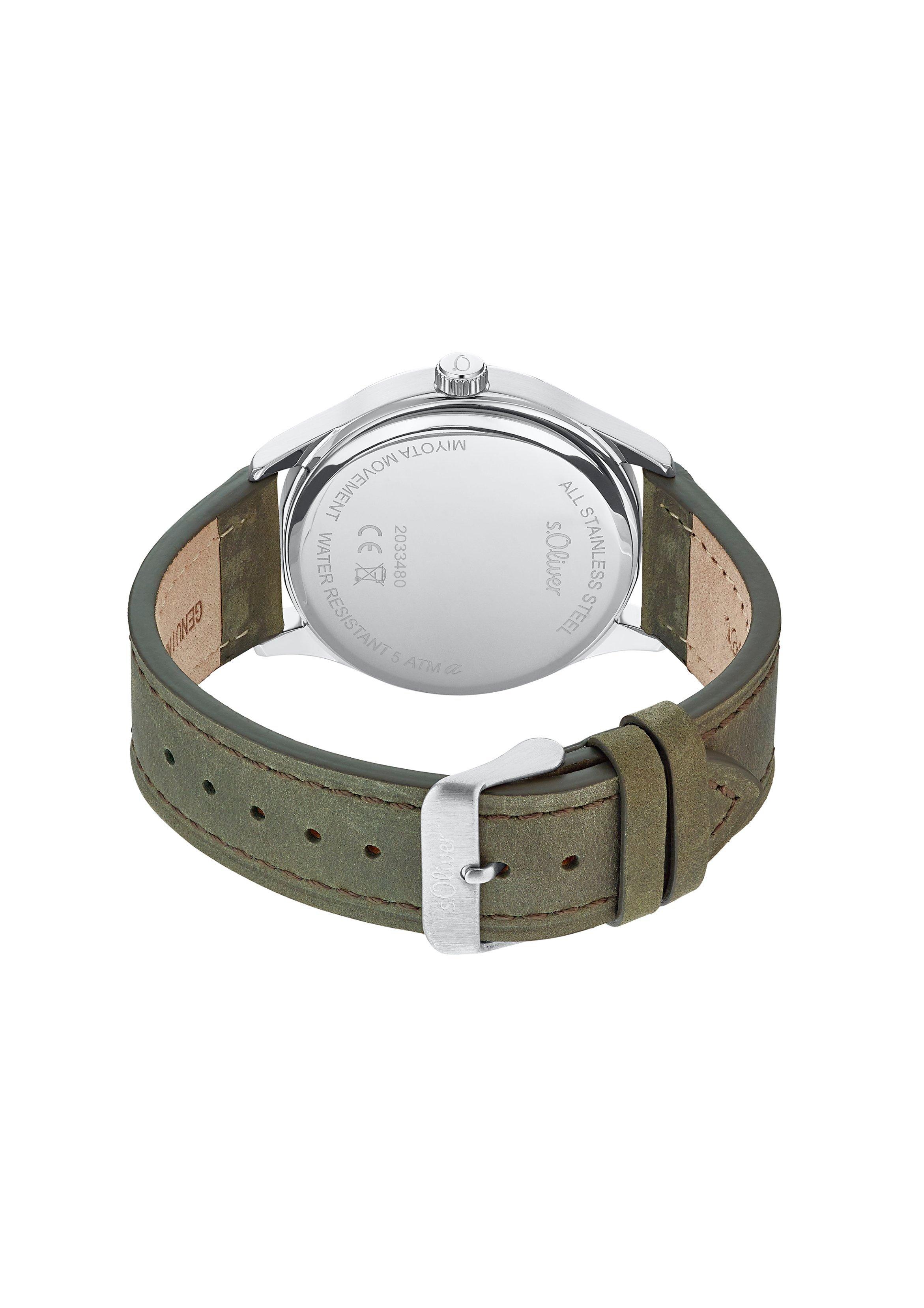Edelstahluhr mit Lederarmband  6006306-79B0